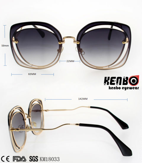 New Coming Trendy Design Frame Metal Sunglasses with Nice Temples Km18033