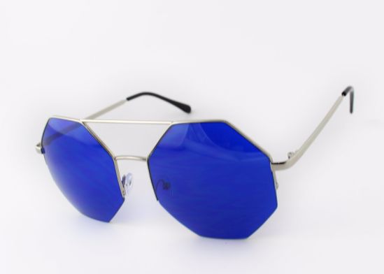 Irregular Shape Half Rim Frame Km16303 Latest Design Metal Sunglasses Muti-Colored Lens