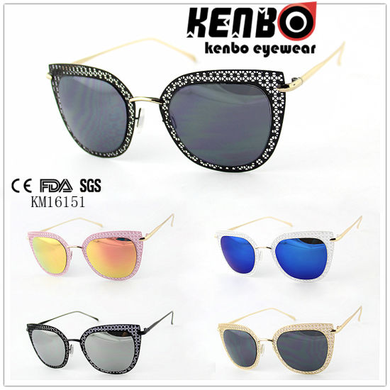 Fashion Metal Sunglasses with Stenciled Design Cateye Shape Colourfull Frame Km16151