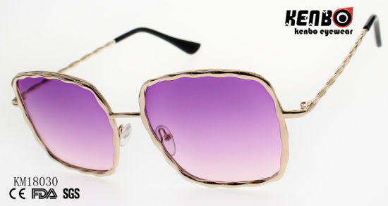 Trendy Design Frame Metal Sunglasses with Nice Temples for Accessory and Ocean Lens Km18030