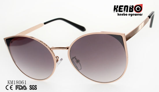 Fashion Metal Sunglasses with Drop Shape Frame and Nice Temples Km18061