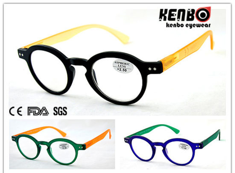 Soft Rubber Finishing Round Frame Reading Glasses with Spring Hinge Kr5090