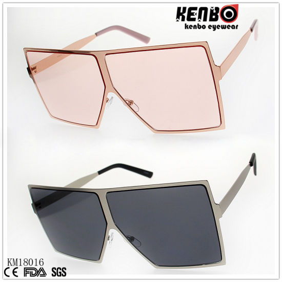 Fashion Metal Sunglasses with Large Polygonal Frame Km18016