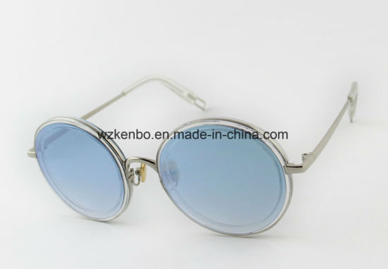 Fashion Round Frame Combine Metal and Plastic Sunglasses Km17074