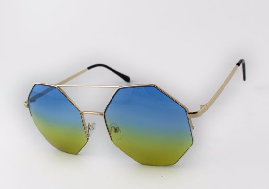 Irregular Shape Half Rim Frame Km16303 Latest Design Metal Sunglasses Muti-Colored Lens