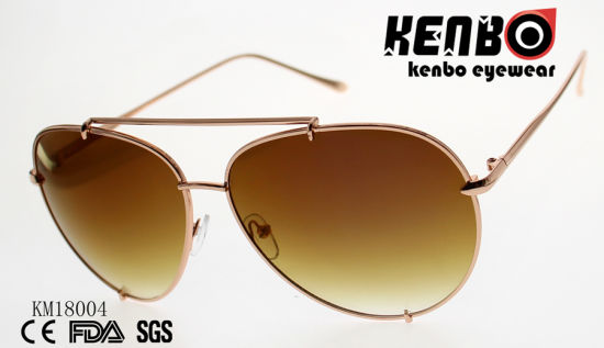 Hot Sale Metal Sunglasses with Double Bridges and Ocean Lens Km18004