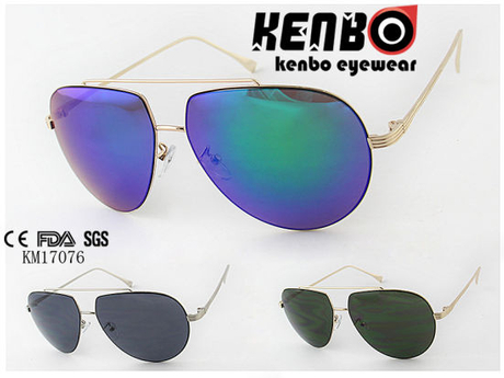 Classic Shaped Lens with Special Eyebrow Fully Metal Sunglasses Km17076